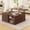 Walnut, variant on 31.5 Inch Lift Top Coffee Table, Modern Fluted Center Table with Large Hidden Compartment & 4 Open Shelves, Square Wood Tea Table for Living Room, Walnut