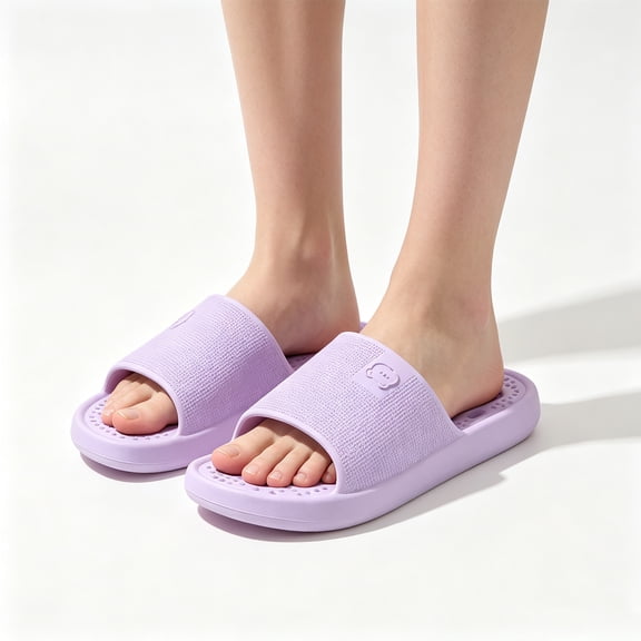 Women's Bathroom Slides Quick Dry Shower Sandals EVA House Shoes with Arch Support Drainage Holes for Pool Beach Home Soft Open Toe Slippers Lightweight Comfortable Summer Footwear (Light Purple, 38)