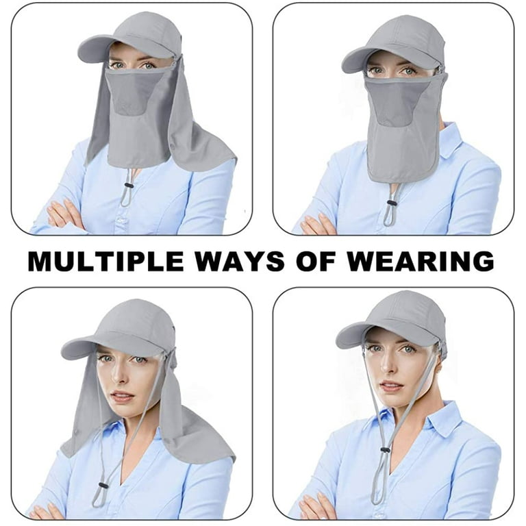 Yirtree Foldable Sun Cap, Fishing Hats, UPF 50+ Protection Caps with Face  Mask Neck Flap