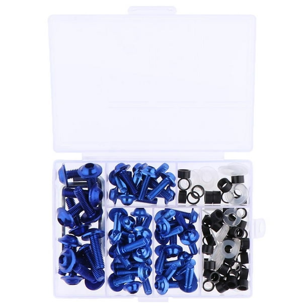 Kit de Pernos de de Acero Inoxidable Tornillos de Cuerpo Tuercas de Clip de Sujeción para Motos Deportivas Motocicleta Universal - Negro, Roj Azul Soledad Kit de pernos de carenado de motocicleta