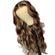 thumbnail image 2 of Pelucas con flequillo para mujer, peluca ondulada suelta sin pegamento, marrón, mezcla de rubios, reflejos, peluca larga suelta, tupé con membrana, 2 of 5
