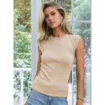thumbnail image 4 of Women'S Summer Cap Sleeve Slim Fitted Knit Basic Casual Ribbed Tank Tops apricot L, 4 of 8