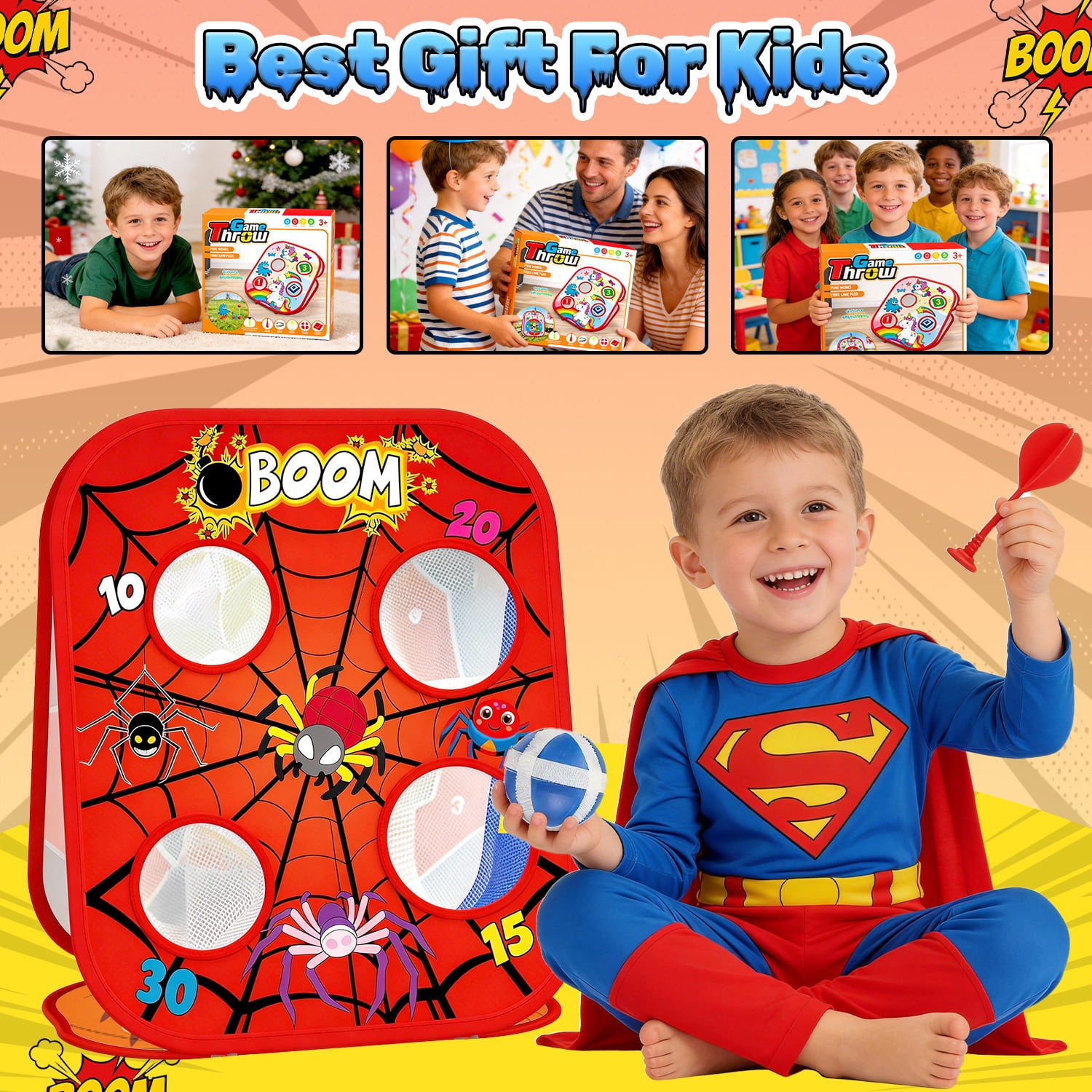 Caunedy 5 in 1 Bean Bag Toss Game Set,Family Party Supplies for Kids,Fun Outdoor Games Toys Gifts for Kids Age 3-10