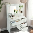 thumbnail image 3 of Coiffeuse de 35 Pouces avec Miroir et Lumières, Coiffeuse à 3 Modes d'Éclairage Réglables avec 4 Tiroirs et Barre d'Alimentation Intégrée, Table de Maquillage Moderne pour Chambre, Studio de Maquillage, 3 of 8