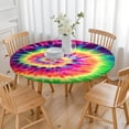 thumbnail image 3 of Colorful Tie Dye Pattern Round Fitted Tablecloth with Elastic Edge,Dining Table Cover Waterproof,Outdoor Round Tablecloth for Camping,Dining,Indoor and Outdoor, 3 of 7