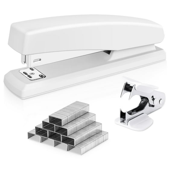 Deli Agrafeuse, Agrafeuse de Bureau, Agrafeuse de Bureau, Capacité de 20 Feuilles, Comprend 1000 Agrafes et un Dénoyauteur d'Agrafes, Blanc