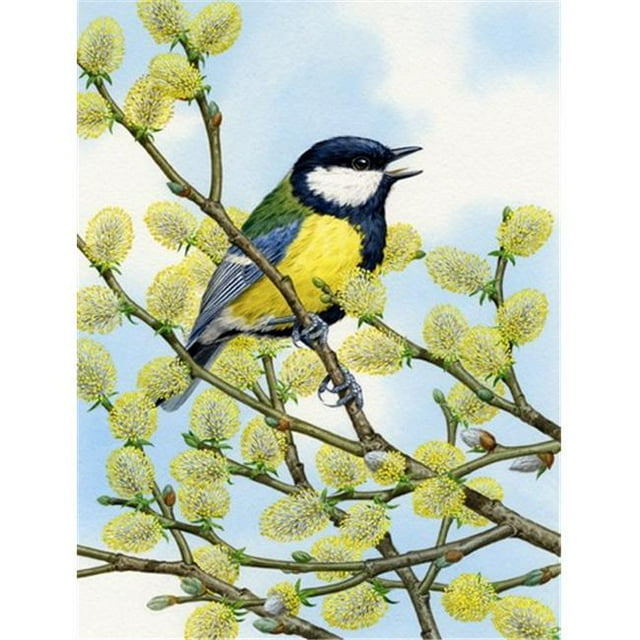 Eurasian Blue Tit On A Branch Flag Garden Size