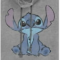 thumbnail image 2 of Junior's Lilo & Stitch Watercolor Stitch Cowl Neck Sweatshirt Gray Heather Medium, 2 of 4