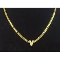 thumbnail image 2 of 18K Yellow Gold-Plated 18-Inches Figaro Initial Letter 'V' Pendant Bling Charm Chain Necklace Set Gift, 2 of 6