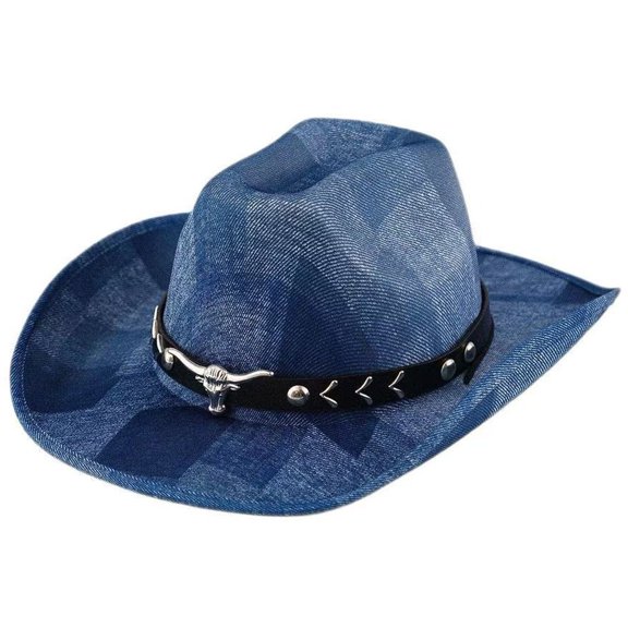 Slccxzc Polyester Wide Brim Cowboy Hat Adult Adjustable Outdoor Sun Hat