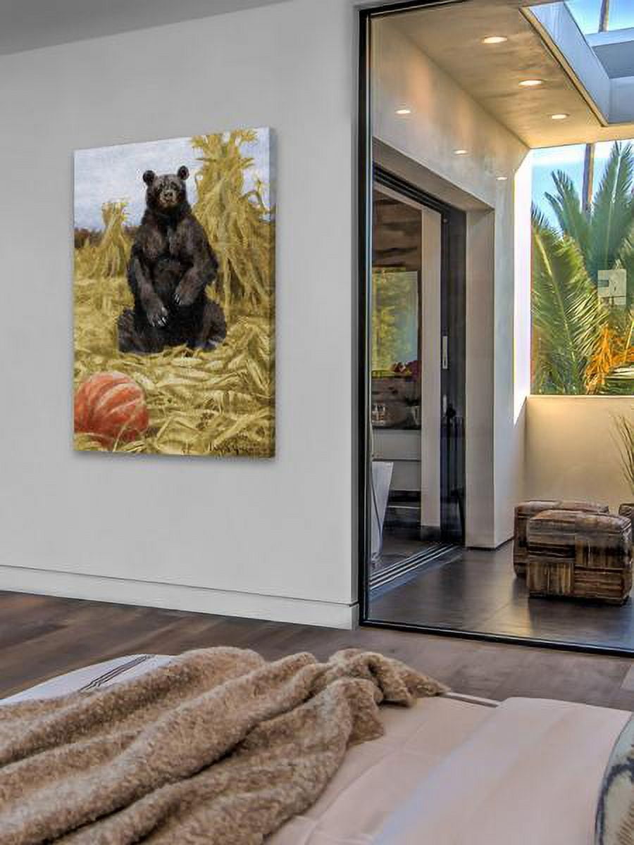 "Bear in Hay" Painting Print on Wrapped Canvas