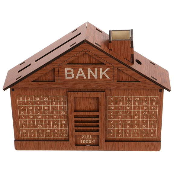 unbranded Adorable Wooden House Piggy Bank for Kids $1000 Savings Targets Saving Bank Wooden Coin Box Money Saving Box With Savings Targets