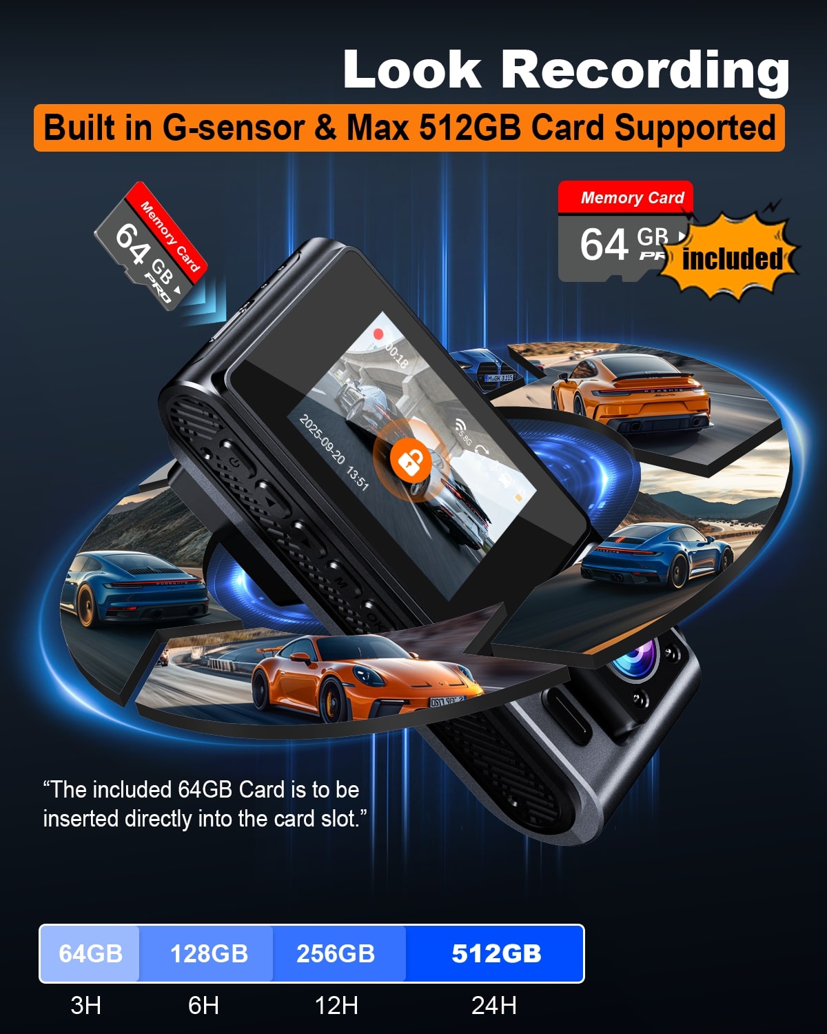 ODREY M3 3-Channel 2.5K Dash Cam Front Rear Inside photo 6