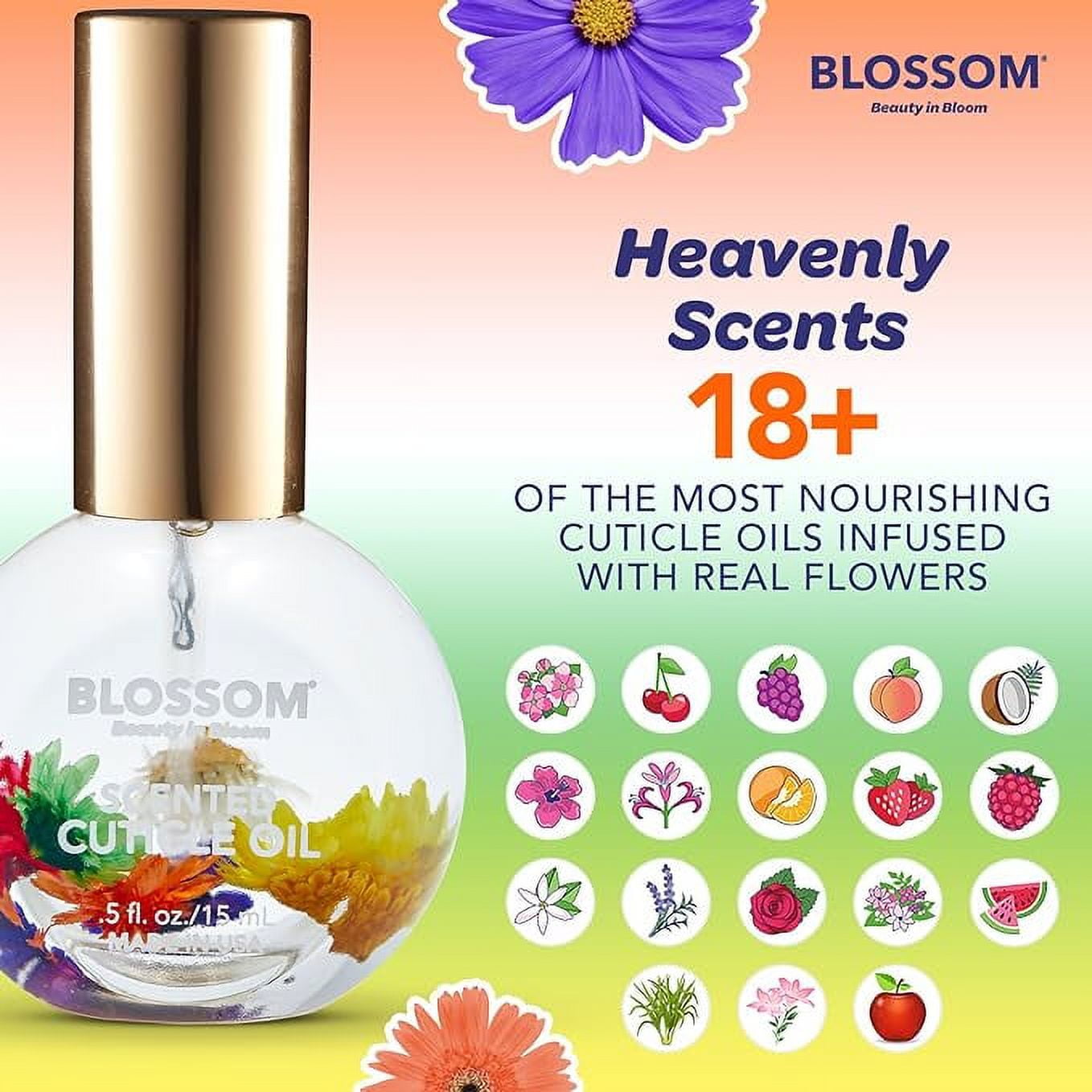 Blossom Hydrating, Moisturizing, Strengthening, Scented Cuticle Oil, Infused with Real Flowers, 0.42 fl. oz, Mandarin Orange
