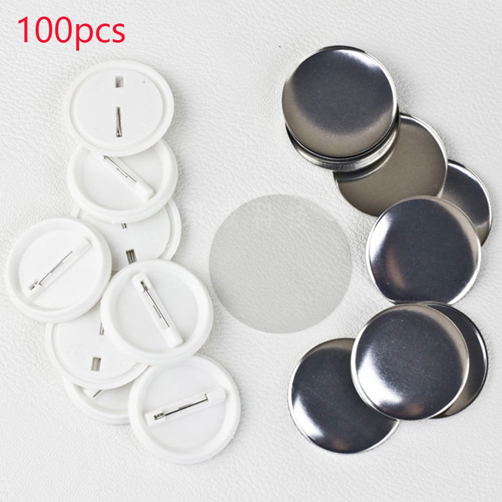 100Pcs/Set Plastic Blank Badge Pin Button Parts Supplies for Clothes DIY Crafts Materials 58MM ,Beginner-Friendly