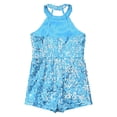 thumbnail image 4 of YONGHS Kids Girls Sequins Dance Leotard Halter Neck Pageant Romper Ballroom Dancewear Costume Light Blue 6, 4 of 5