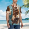 thumbnail image 3 of Gaeub Floating Cat And Donuts Print Men's Hawaiian Shirt,Button Down Short Sleeves Shirts,Tropical Beach Casual Button Down Shirts,Medium, 3 of 7