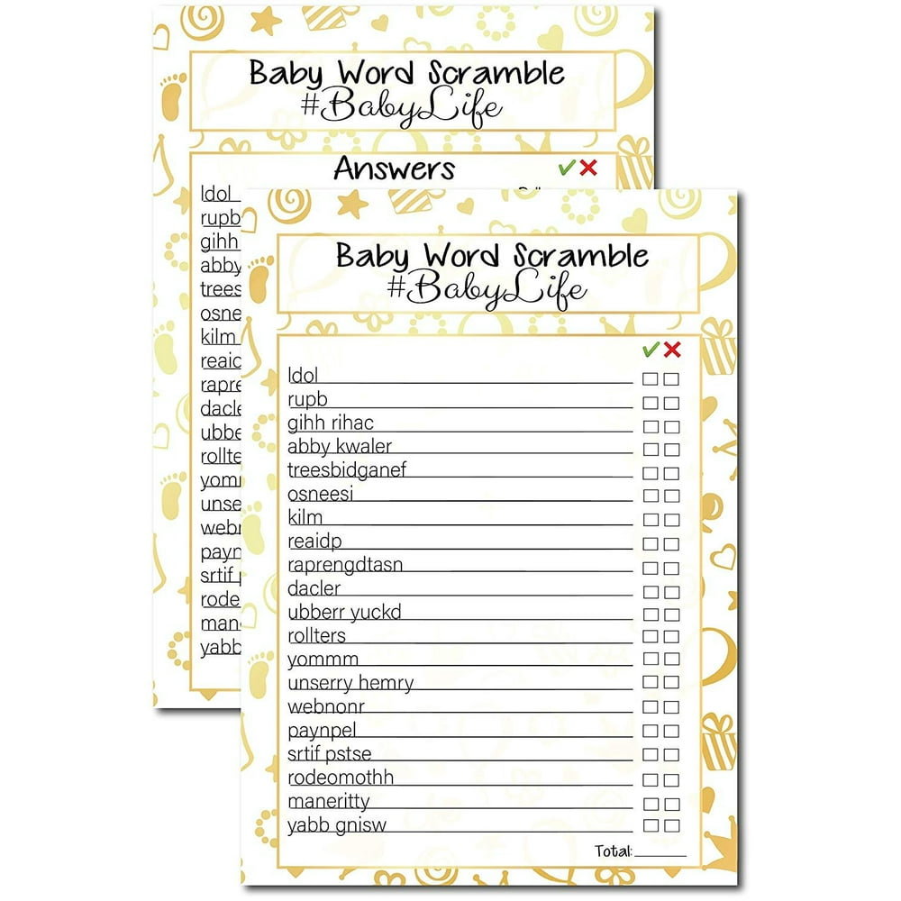 20 gold baby shower games baby word scramble babylife gender reveal