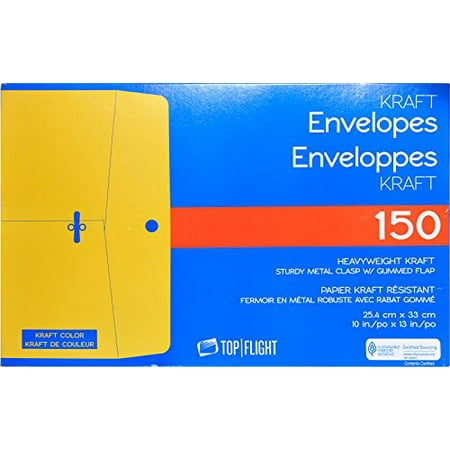 Top Flight Clasp Envelope, 10" x 13" - 150 count, Top