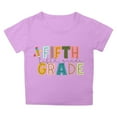 thumbnail image 4 of Tfken Back To School Tee For Girls Toddler Crew Neck Short Sleeve Letter Print T-Shirts 2025 Fashion Tops Purple Size 5 Years-6 Years, 4 of 4