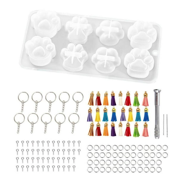 Moldes de silicona para llaveros con huellas de patas, ideales para hacer colgantes y crear un colgante para el Día de Acción de Gracias. Con Borla