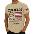 thumbnail image 3 of LNZGNM Mens Graphic T-Shirts USA Flag 1776-2026 Short Sleeve T-Shirts Casual Star Stripes Graphic Crewneck Shirts Summer Tee Shirts,Khaki S, 3 of 4
