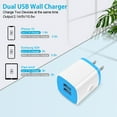 thumbnail image 3 of USB C Block, Dual Port USB Charger Plug with 2 Pack 6FT USB C Cable Cord, Hootek Type C Charger Adapter Fast Charger Power Station Type C Wall Charger Brick Fast Charging for Samsung, Blue, 3 of 7