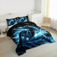 thumbnail image 4 of Manfei Extreme Sports Motorcycle Queen Comforter Set,Abstract Lightning Bedding Sets,Blue Black Bedding Comforter Set For Boys Kids,Breathable Bedroom Decorative Reversible,3 Pieces, 4 of 9