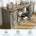 thumbnail image 6 of Farmhouse TV Stand for TV up to 65",  TV Media Console Table with Storage Cabinet, Entertainment Center with Sliding Barn Doors for Living Room, Bedroom, Gray, 6 of 8