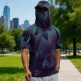 thumbnail image 2 of Men Summer Quick Dry Short Sleeve Hooded T Shirt with Face Cover Breathable Sun Protection Athletic Tops for Fishing Hiking Running Workout Outdoor Sports, 2 of 6