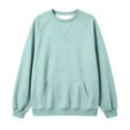 thumbnail image 4 of Womens Crewneck Sweatshirt Oversized Long Sleeve Casual Fall Outfits Long Sleeve Trendy Pullover Tops with Pockets (Light Green XXL), 4 of 7