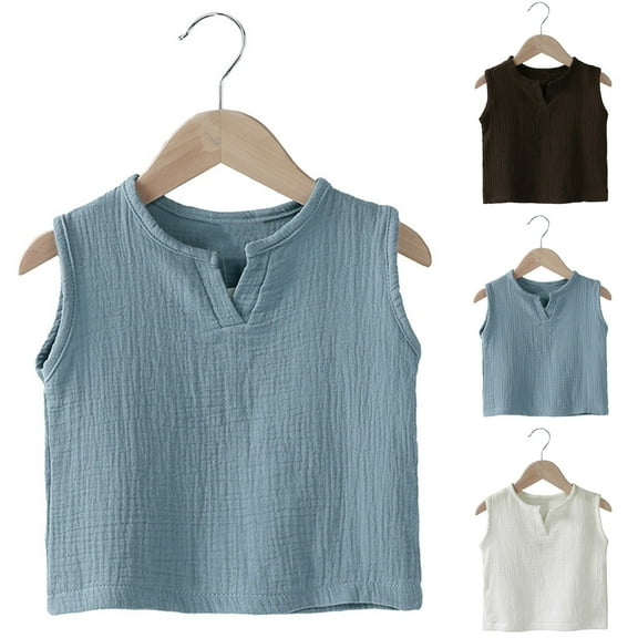 THDHVS Toddler Tank Tops Boys,Kids Tank Tops for Boys,Boys Tank Tops Athletic Sleeveless Crewneck T-Shirts Kids Undershirts Blue 5-6 Years