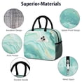 thumbnail image 3 of Insulated Lunch Bag for Women, Floral Print Oxford Fabric Lunch Box, Leakproof Thermal Cooler Tote for Work, School & Picnic, Turquoise Marble Pattern, 3 of 5