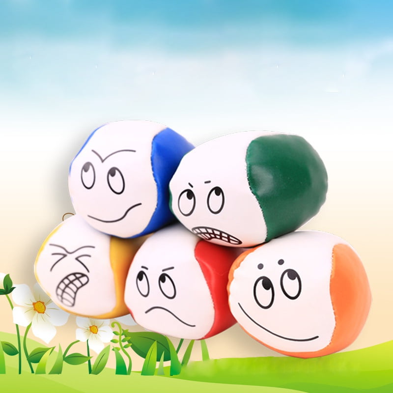 Cartoon Smile Face Juggling Ball PU Leather Bean Bag Kids Interactive Toys 