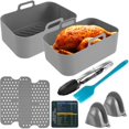 thumbnail image 3 of 2Pcs Friteuse à Air Chaud Pot de Silicone avec Poignée Réutilisable Panier Résistant à la Chaleur Poêle Anti-Adhésive 2 Mats Gants pour Four, 3 of 11