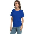 thumbnail image 4 of Womens Casual T Shirts Dolman Short Sleeve Shirts Boat Neck Ruched Tops Summer Lightweight Clothes, 4 of 6