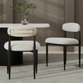 thumbnail image 2 of Morden Fort Boucle White Dining Chairs Set of 2, Mid-Century Boucle Chairs for Kitchen, Reception, Living Room, Apartment, 2 of 6
