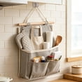 thumbnail image 2 of Wall Hanging Storage Bag,Large Capacity Multi-Pocket Canvas Wall Organizer for Over The Door | Closet Storage Pouch with Hang Rope | Perfect for Bathroom Kitchen & Bedroom,Gray, 2 of 7