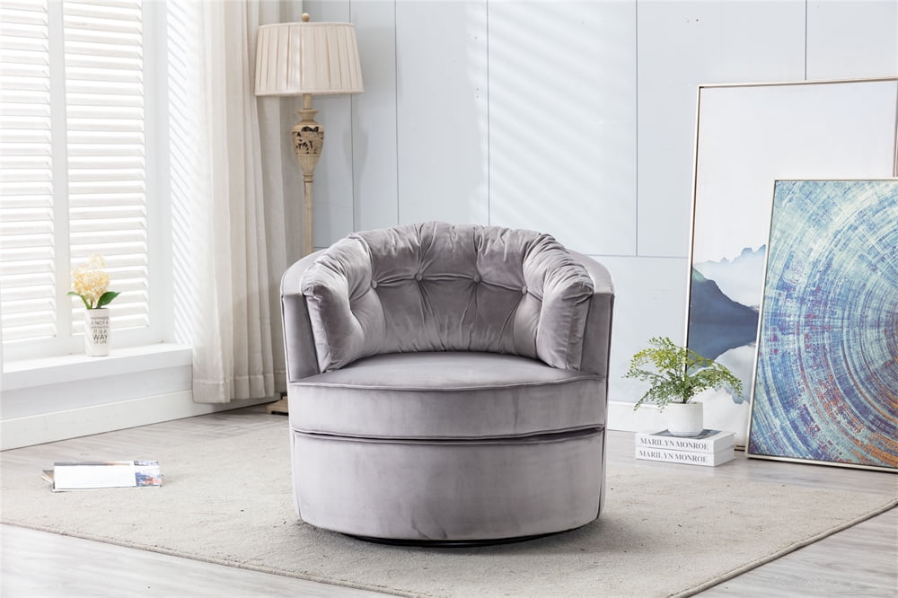 Modern Akili Swivel Accent Sofa Barrel Chair Ultra Soft Lounge Couch 360 Round With Double Curved Back For Living Room Bedroom Hotel Com Modern Akili Swivel Accent Sofa Barrel, Double Round Swivel Chair