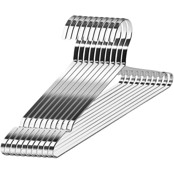 Premium 16.5 inch 304 Stainless Steel 8.0mm Clothes and Coat Hangers, Heavy Duty Metal Hangers, Non-Slip, Space-Saving, Durable Closet Organizer for Shirts, Jackets, Suits, Pants 10-Pack