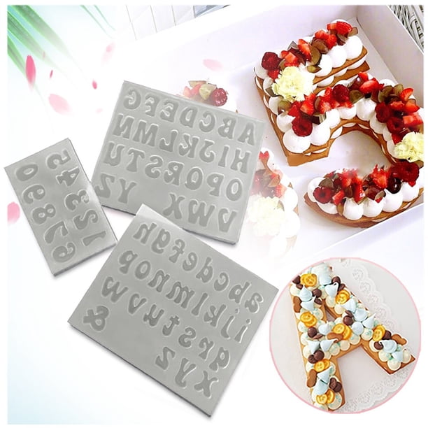 Xihbxyly Moldes de Letras y Números Invertidos, Moldes Pequeños de Resina En Mayúsculas y Minúsculas, Silicona Flexible para Epoxi, Fondant, Jabón, Crayones, Manualidades Personalizadas, Juego de 3 P