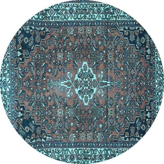 Ahgly Company Indoor Round Persian Light Blue Traditional Area Rugs, 3' Round