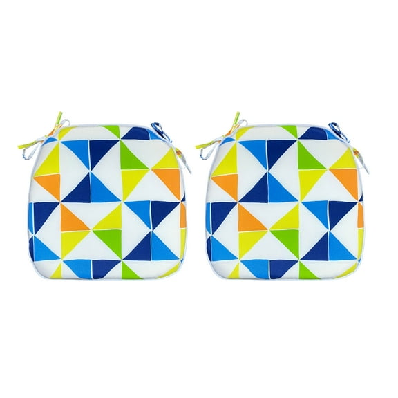 FBTS Prime 16x17 inch All-Weather Blue Triangle Outdoor Seat Pads, Pack of 2