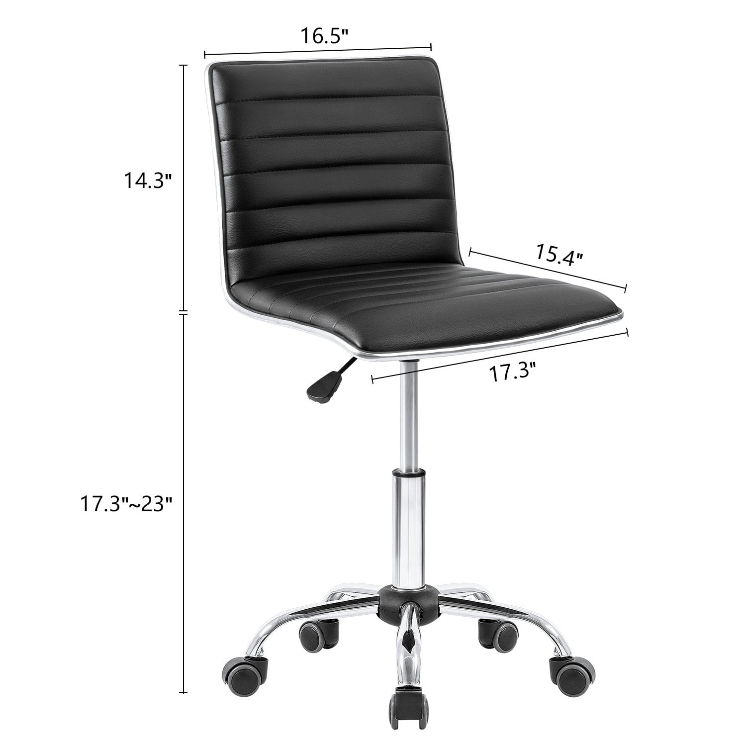 Lacoo Faux Leather Mid Back Task Chair Swivel Office Desk Chair, Black