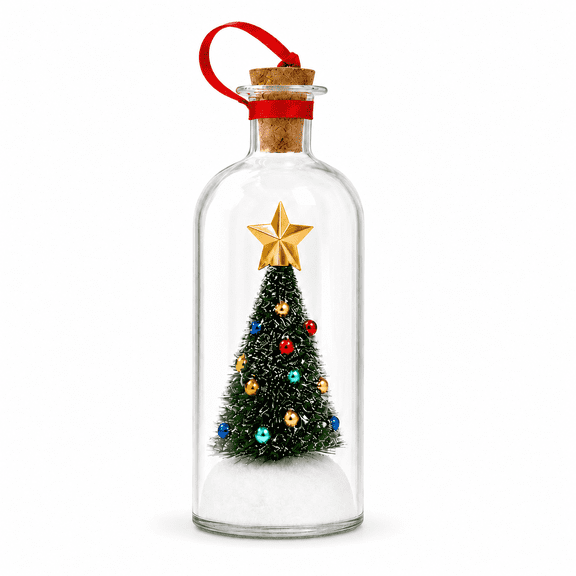 Recordable Christmas Tree in a Bottle Ornament, 1pc Voice Recorder Keepsake for Christmas Home Decor Display, 7.87in