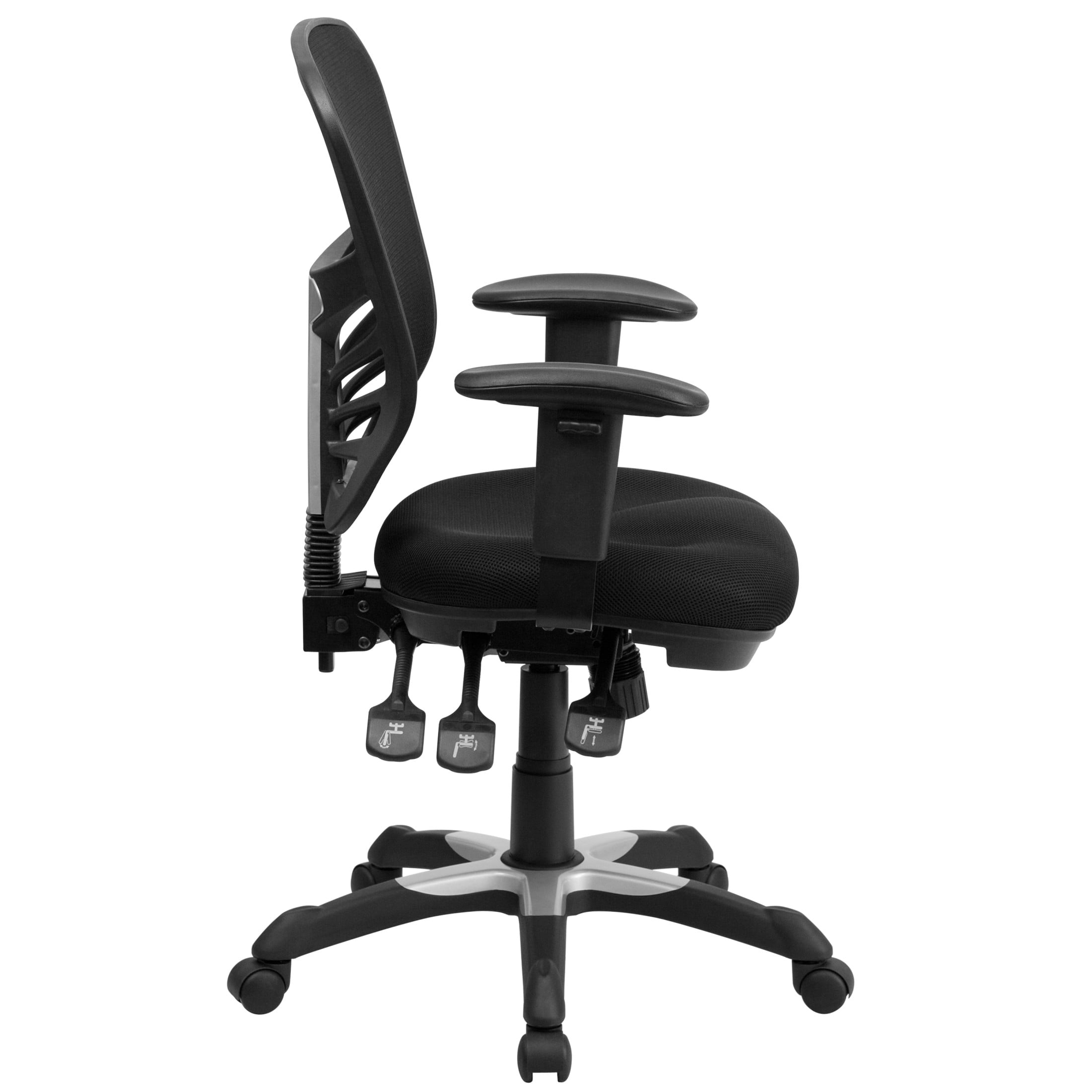 Emma + Oliver Mid-Back Black Mesh Multifunction Ergonomic Office Chair with Adjustable Arms