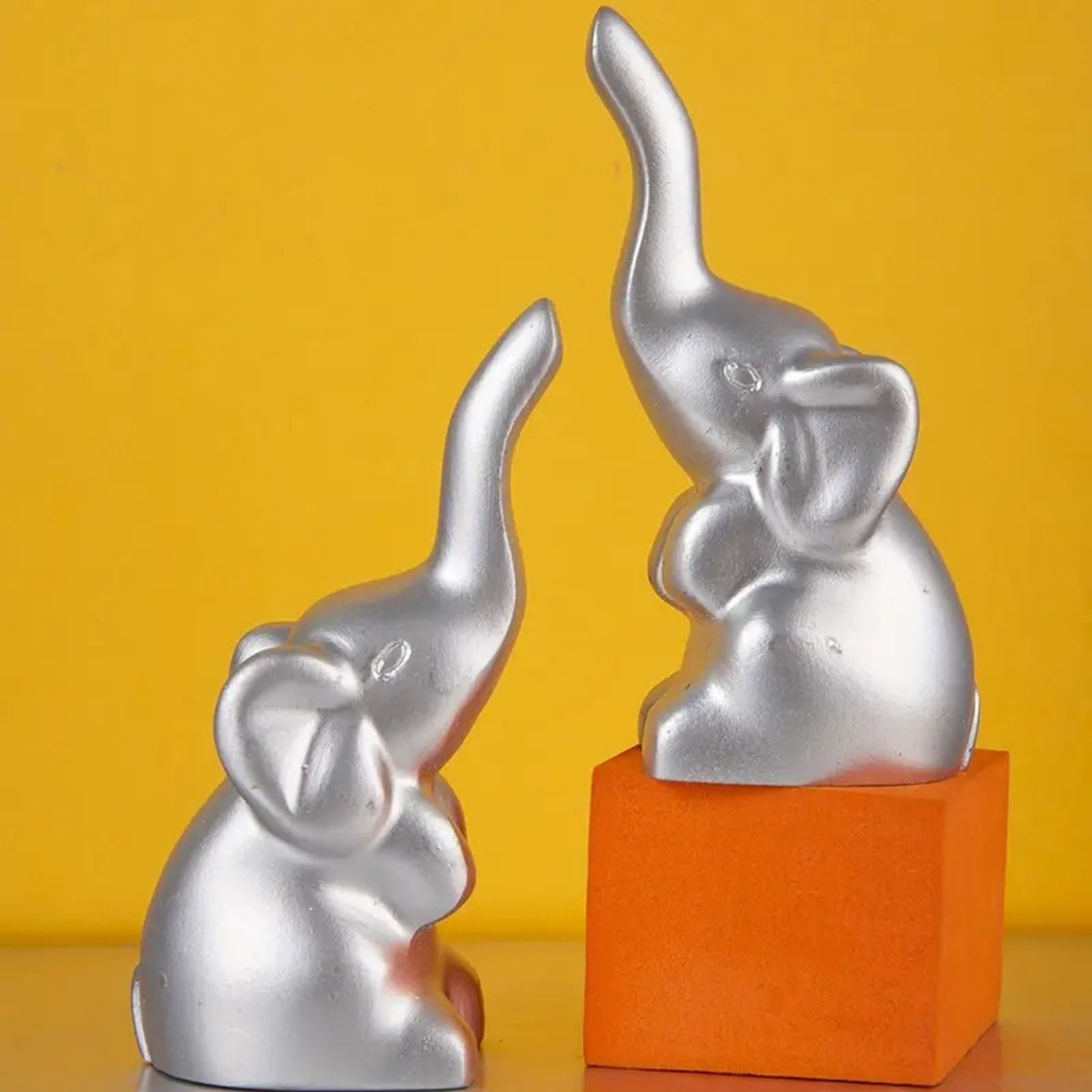 Hyasfey Pair Elephant Couple Statue Resin Loving Elephant