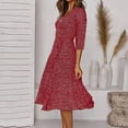 thumbnail image 4 of WTXUE Robes d'Été pour Femmes 2024, Robe Femme Été Automne Robe Col en V Couleur Unie Robe à Pois Manches Courtes Robe à Lacets avec Lien, Robes Rouges pour Femmes, 2# Rouge 2TG, 4 of 7