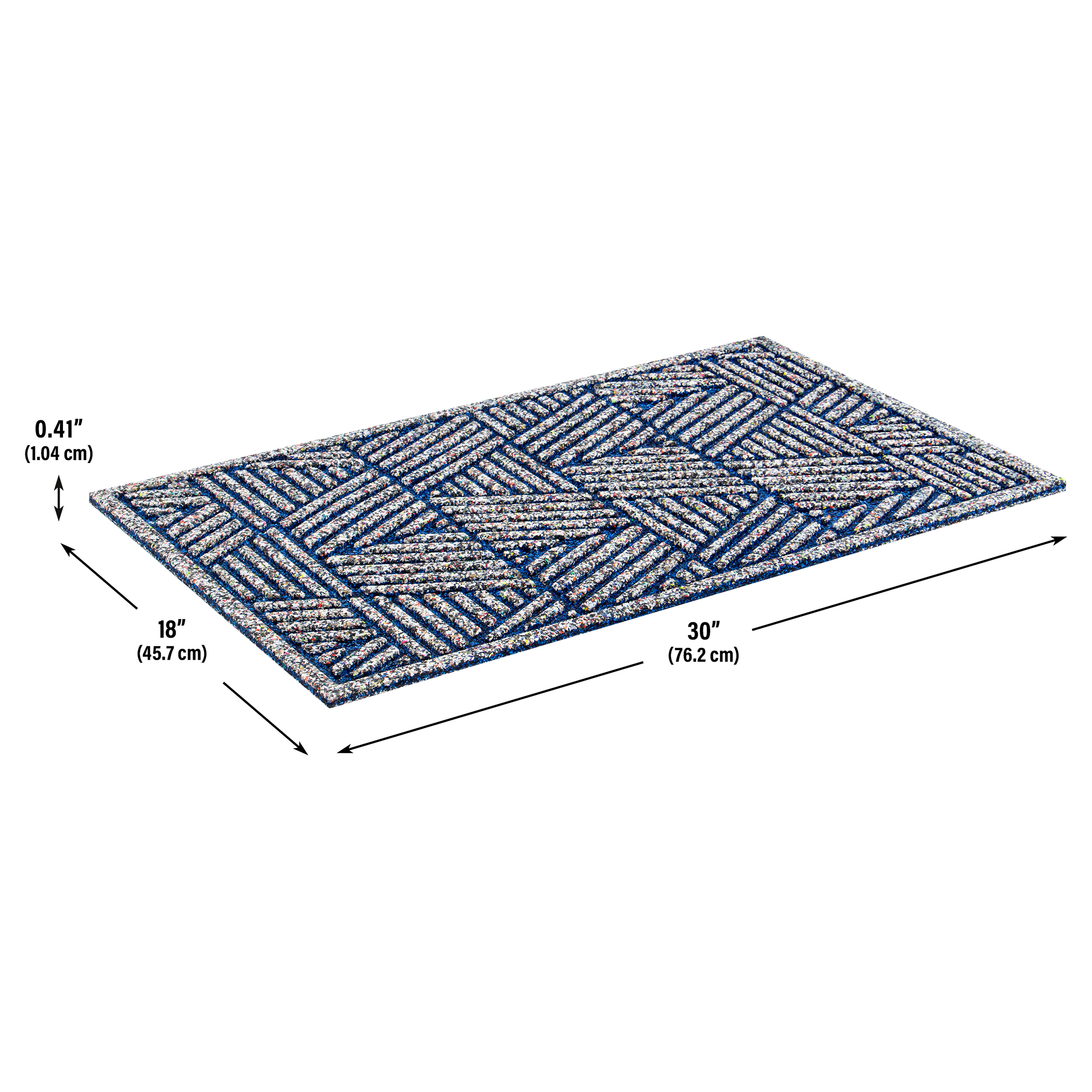 Apache Mills Blue White Triangulation Endurance Outdoor Rubber Doormat made with Nike Grind, 18" x 30"