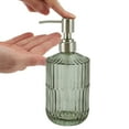 thumbnail image 3 of Unique Bargains 1 Pc Classic Vertical Lines Soap Pump Dispenser for Bath 450ml Green Silver Tone, 3 of 6